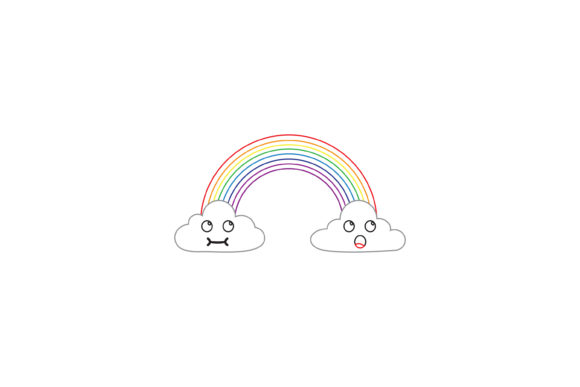 Bring Playful Charm to Your Projects with Sky Rainbow Kawaii Cute Color Line
