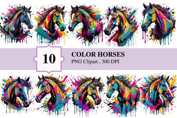 Color Splash Pferde: Energetische Pferde-Grafiken für Ihre Projekte