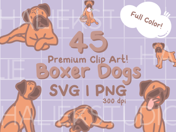 Cute Boxer Dog Color SVG and PNG Set: A Designer's Delight