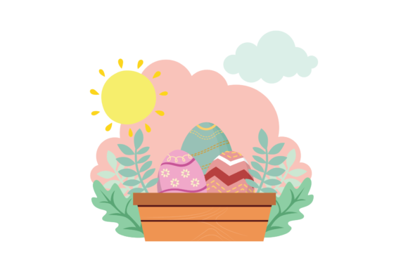 Easter Egg Color Full Basket Cloud Icon: A Fresh Design Asset