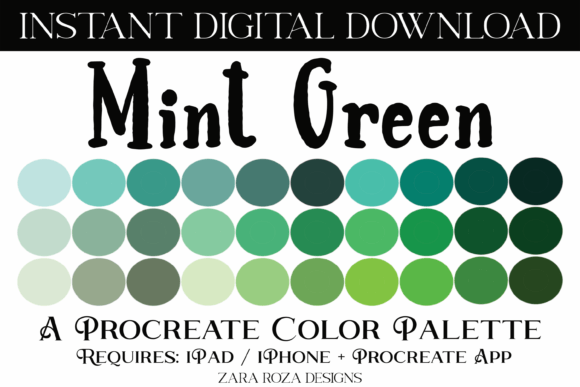 Mint Green Procreate Palette: 30 Fresh Swatches for Digital Art