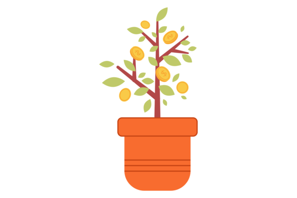 Money Tree in Flowerpot Color Icon: A Fresh Visual Asset