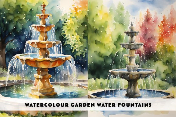 Watercolour Garden Water Fountains: A Creative Asset for Designers