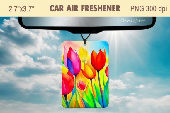 Watercolour Tulips Car Air Freshener: A Floral Touch for Your Brand