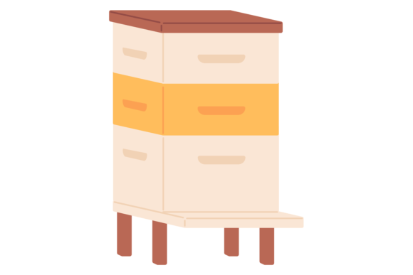Wooden Beehive Box Color Icon: A Design Asset with Rustic Charm